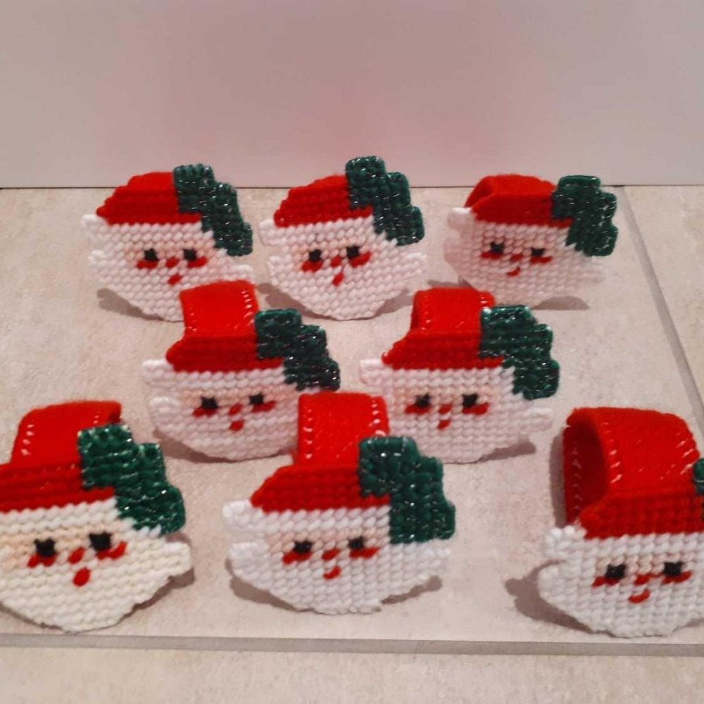 CROSS STITCH SANTA NAPKIN RINGS/HOLDERS BUNDLE!